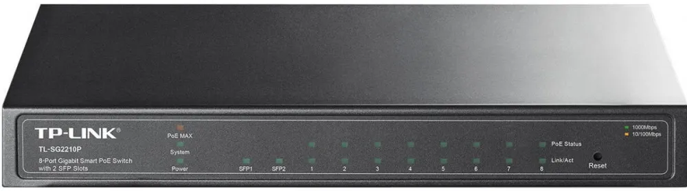 Switch TP-Link  8 porturi Gigabit, 8 x POE+ 58W total power, 2 x SFP, metal "SG2210P"