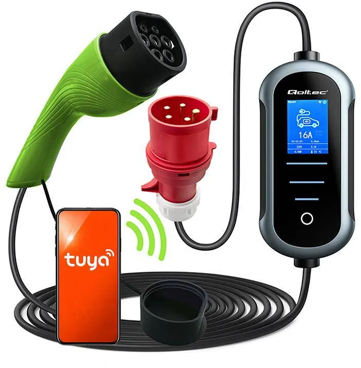 QOLTEC Electric car charger 7kW 230V CEE 32A WiFi LCD 5