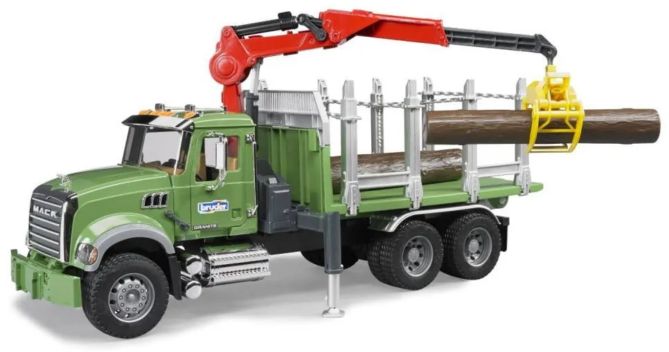 Masinuta BRUDER MACK Granite with crane and trailer