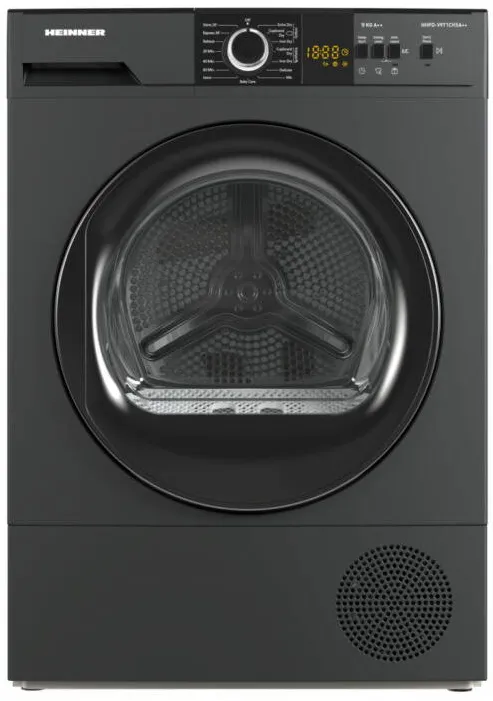 HEINNER Uscator de rufe HHPD-V8T1CHSA++, pompa de caldura, 8 kg, 15 programe, clasa E, Display LED, Iluminare cuva, Blocare acces copii, Gri