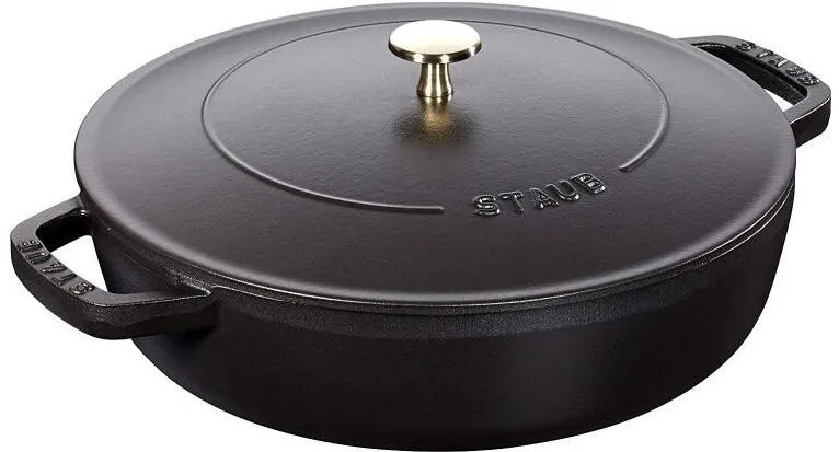 Cratita cu capac Staub Chistera 28 cm fonta negru capac autosigilant