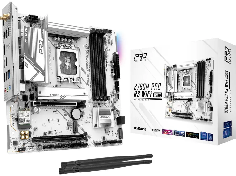 Placa de Baza ASRock B760M Pro RS - Socket 1700 - motherboard white/black