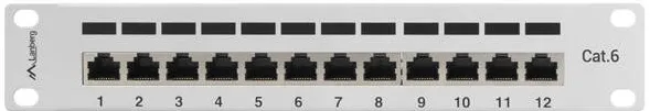 Accesoriu Retea LANBERG Patch Panel 10'', 12 port 1U, cat.6, grey
