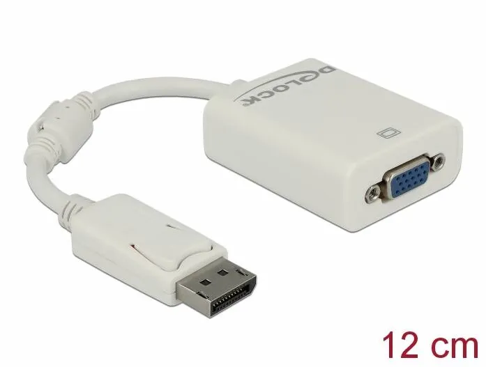 Adaptor DELOCK 61766, DisplayPort 1.2, tata > VGA mama pasiv alb