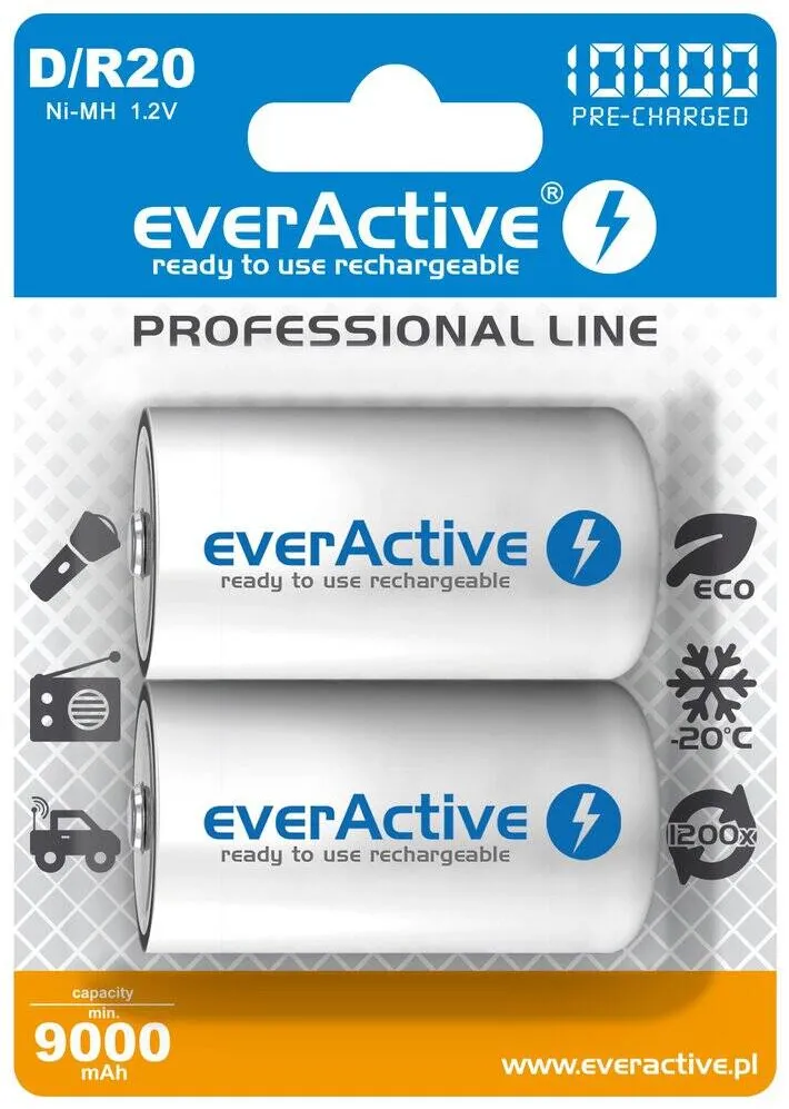 everActive Baterie Reincarcabila R20/D Ni-MH 10000 mAh ready to use