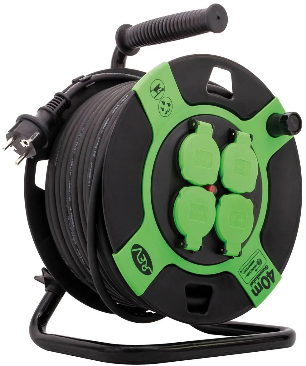 REV Priza / Prelungitor Cable Drum Resin 40m IP 44 4-fold black green