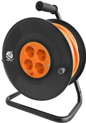 Vipex Prelungitor cu tambur 4 prize 25M Black Orange