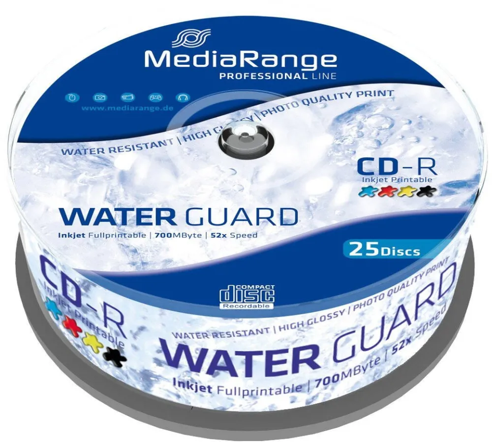 MediaRange CD-R 700MB 25pcs Spindel 52x Waterguard fullpri