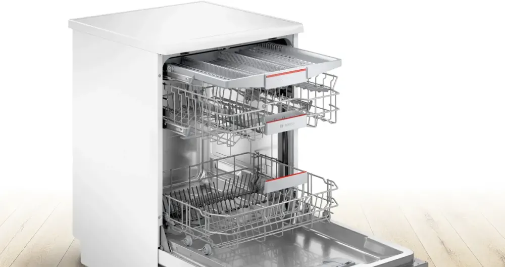 BOSCH Masina de spalat vase Bosch SMS4EMW06E, 14 seturi, 6 programe, Silence Plus, AquaStop, Clasa B, 60 cm, Alb