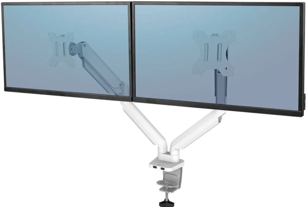 Suport TV / Monitor FELLOWES arm for 2 monitors - Platinum white