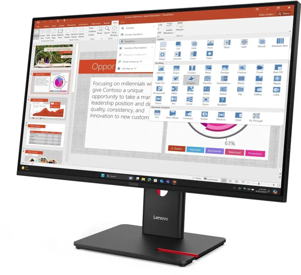 Monitor Lenovo ThinkVision T27-40 LED display 68.6 cm (27") 1920 x 1080 pixels Full HD Black