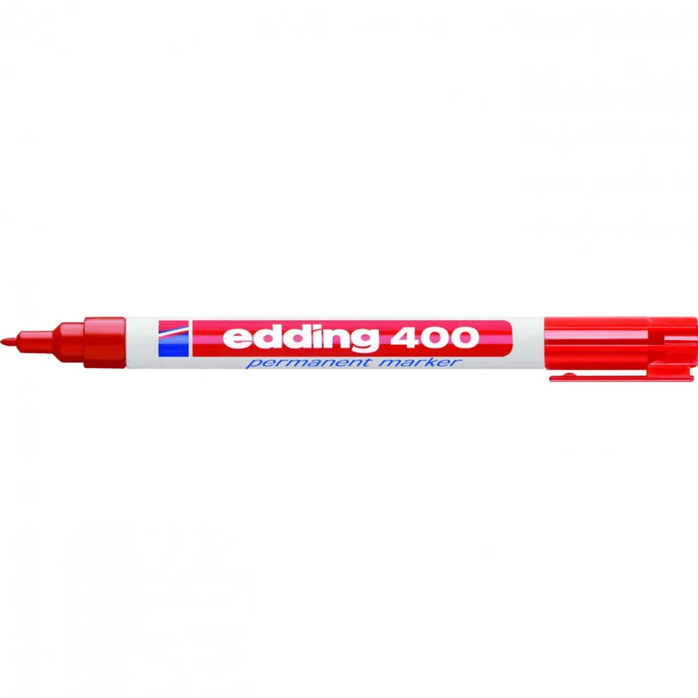 Edding Marker permanent Edding 400, corp plastic, varf rotund, 1 mm, rosu