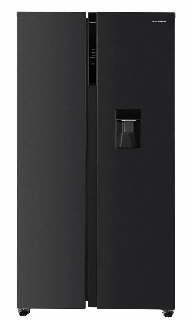 HEINNER Side by side HSBS-HM592NFDXWDE++, Total No Frost, capacitate 592L, clasa energetica E, compresor Inverter, display LED cu control touch, dozator de apa, Inox antracit