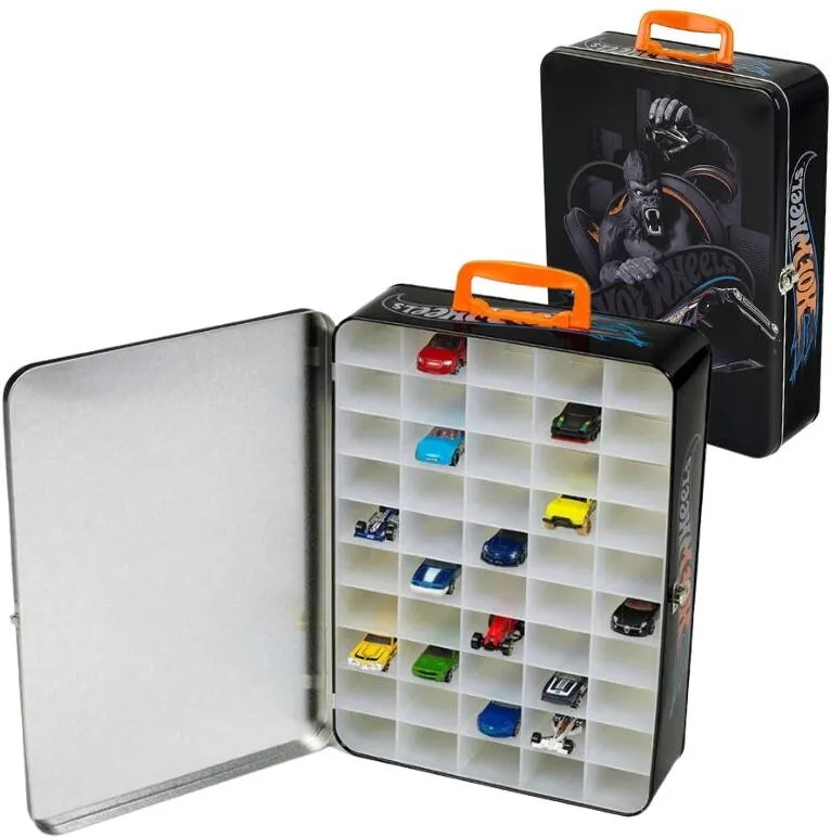 Jucarie creativa Klein Cutie De Depozitare Pentru Masinute, Klein, Constructie Metalica, Clip De Siguranta, Maner Practic, Spatiu Pentru 50 De Masinute La Scara 164, 38 x 26 x 9 cm, Negru