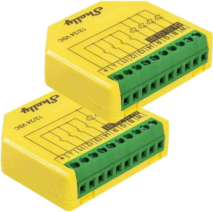 Shelly Controler pentru benzi LED SHELLY Plus RGBW PM cu Wi-Fi/Bluetooth (pachet de 2 bucati)