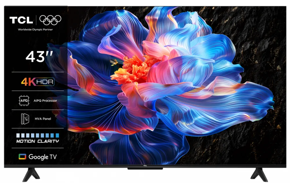 Televizor TCL LED 43P6K, 108 cm, Smart Google TV, 4K Ultra HD, Clasa F (Model 2025)
