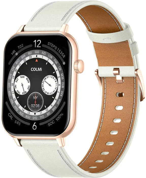 Smartwatch Colmi C28 Gold + Alb leather