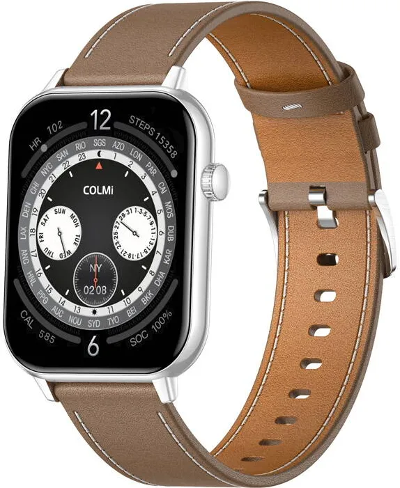 Smartwatch Colmi C28 Silver + brown leather