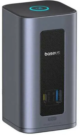 Docking Station Baseus Nomos NU1 Air Spacemate 12-in-1, conectare PC USB-C, 2xHDMI 2K@60,2xDP2K@60,2xUSB-C (10Gbps),2xUSB-A 5Gb,2xUSB-A,RJ45,PD 100W, gri