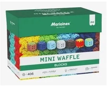 Jucarie creativa Marioinex Set blocuri de constructie Marioinex Mini Waffle, moi, interconectabili, Multicolor, 406 piese
