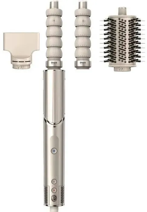 Shark Uscator de par si aparat de stilat 2 in 1 Shark Flexstyle HD426SLEU, 1400 W, 3 accesorii, 3 trepte de caldura, Crem