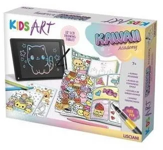 Jucarie Educationala Lisciani Set creativ pentru desen LISCIANI Kids Art Laboratorium Kawaii, cu tableta de desen LCD, accesorii de colorat, multicolor, 1 set