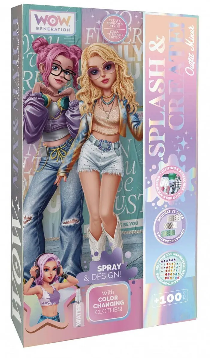 Jucarie Educationala Kids Euroswan Set Spray & Design WOW00085, Kids Euroswan, creativitate, reutilizabil, multicolor, 40x177x305cm