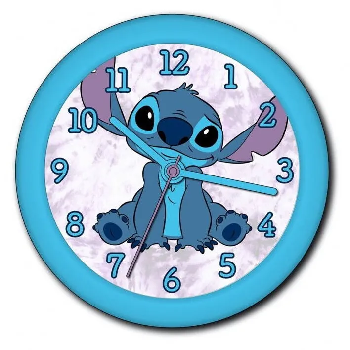 Jucarie Educationala Kids Euroswan Ceas de perete, Euroswan, Plastic, Model Lilo and Stitch, 25 cm, Multicolor