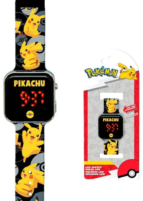 Jucarie Educationala Kids Euroswan Ceas mana cu leduri Pokemon Pikachu Negru