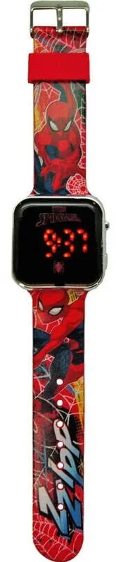 Jucarie Educationala Kids Euroswan Ceas de mana copii led, Spiderman, Rosu/Albastru