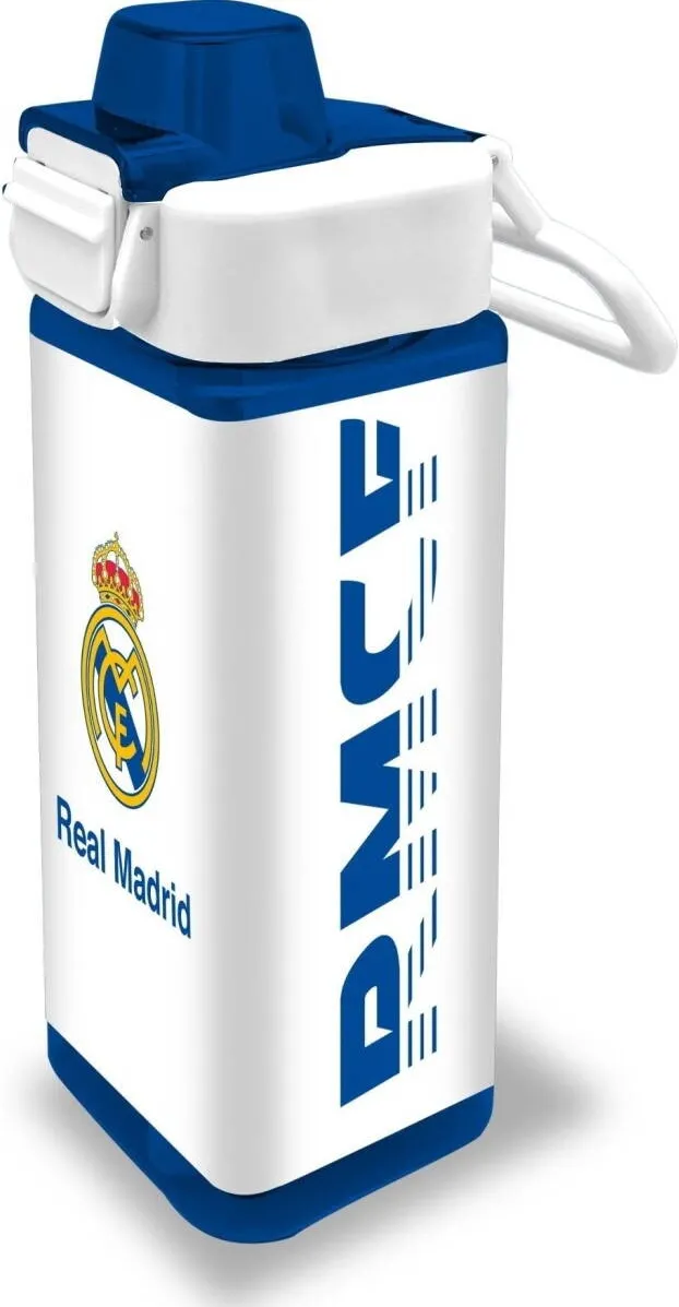 Jucarie Educationala Kids Euroswan Bidon cu maner 500ml, Euroswan Real Madrid, alb/albastru, 18x7x7cm