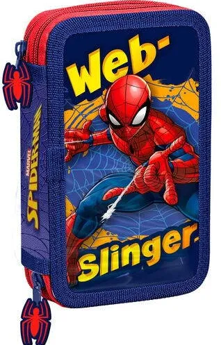 Jucarie Educationala Kids Euroswan Penar echipat 32 piese, 2 compartimente, Spiderman Bleumarin
