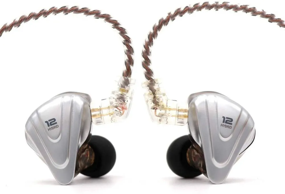 Casti In-Ear KZ Casti KZ ZSX Terminator Metal,12 unitati Hibrid 5BA si 1DD, HIFI Bass cu anulare a zgomotului Microfon HD, Argintiu