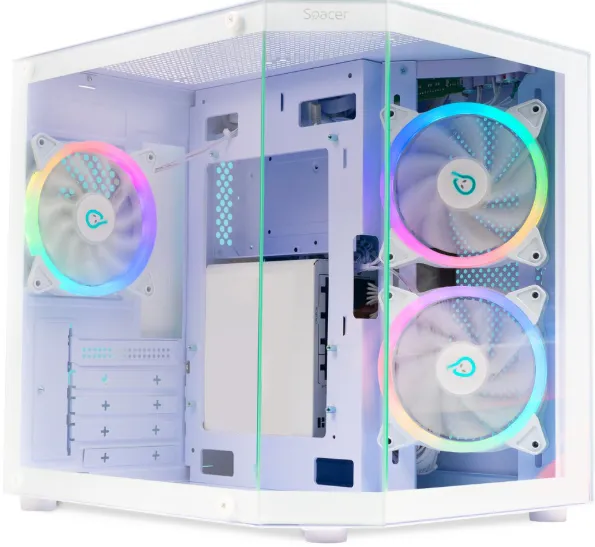 Carcasa PC Spacer Aquarium, mATX Alb