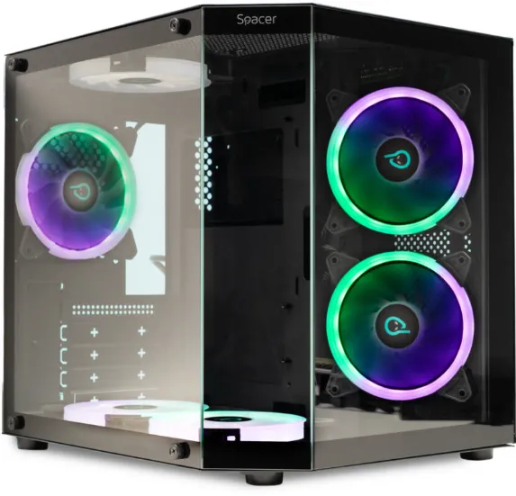Carcasa PC Spacer Aquarium, mATX, ARGB fan