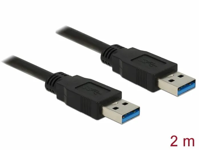 Adaptor DELOCK cu conector tata USB 3.0 Tip-A > conector tata USB 3.0 Tip-A, de 2,0 m, negru