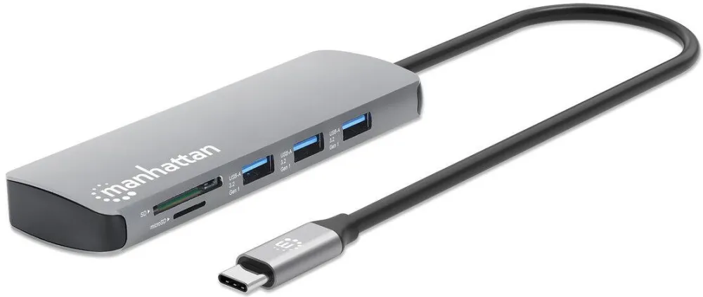 Docking Station MANHATTAN MANHATTAN USB-C PD auf HDMI 9-in-1 4K Dockingstation grau