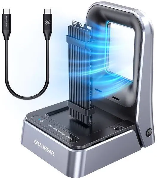 Docking Station GrauGear Graugear G-M2DK2-20G M.2 Docking Station, USB 3.2, NVMe und SATA Support, aktiv belüftet - schwarz
