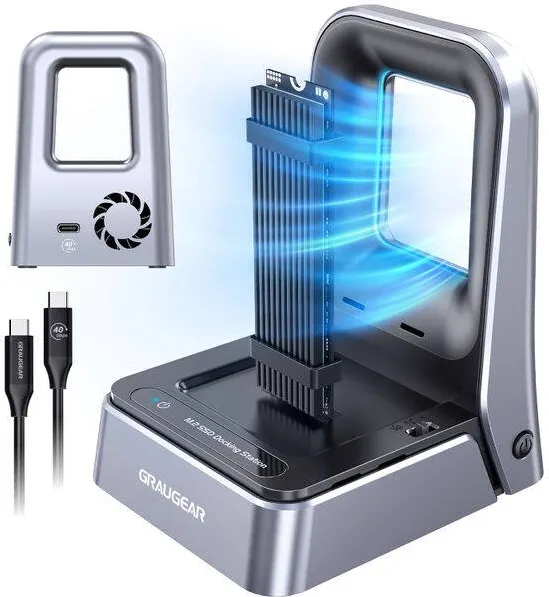 Docking Station GrauGear Graugear G-M2DK2-40G M.2 Docking Station, USB4, PCIe Gen4x4 NVMe Support, aktive Kühlung - schwarz