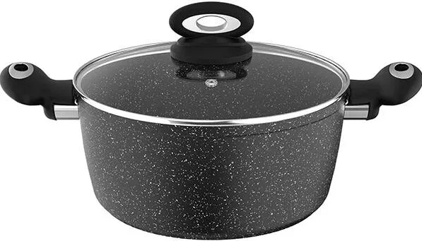 MYRIA Oala cu capac MYRIA MY4428, 6L, 28CM, aluminiu, negru