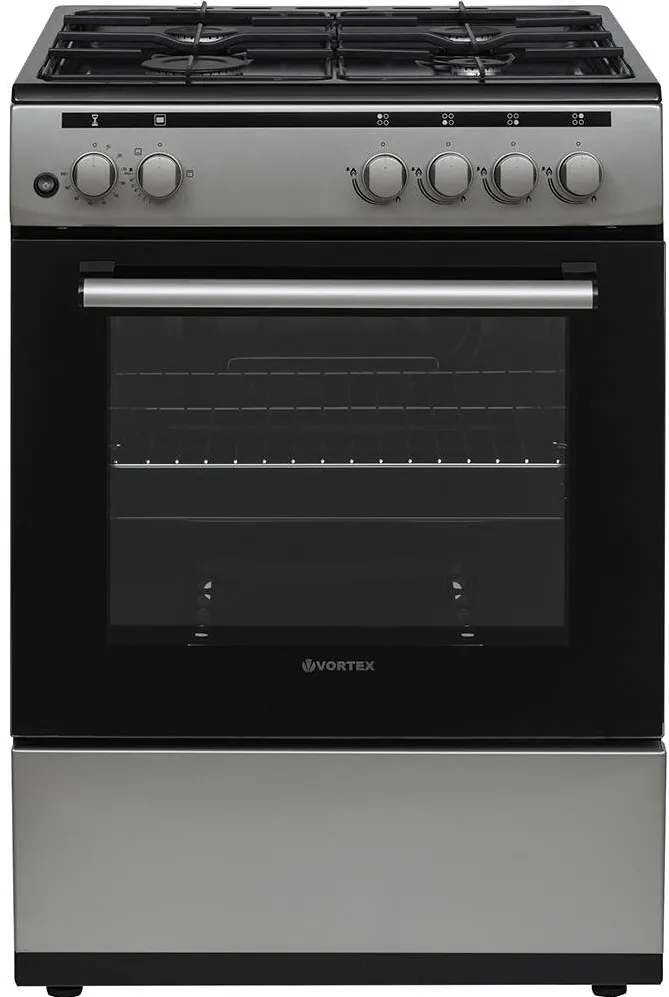 Vortex Aragaz VAG6060SS01V, 4 ARZATOARE, GAZ, L 60 CM, GRILL, ARGINTIU