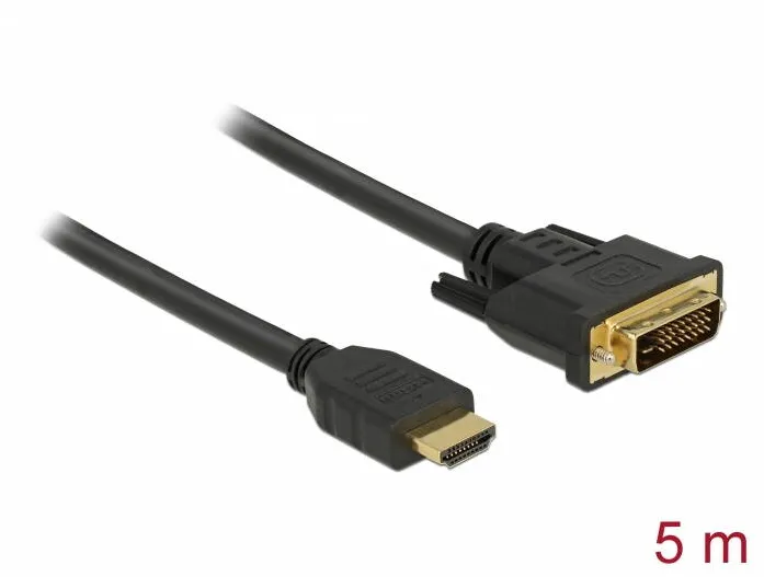 Cablu DELOCK HDMI > DVI 24+1 bidirectional 5.00m Negru