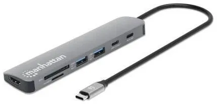 Docking Station MANHATTAN Statie de andocare USB-C Manhattan, HDMI/USB-C/PD/2x USB-A/SD/MicroSD