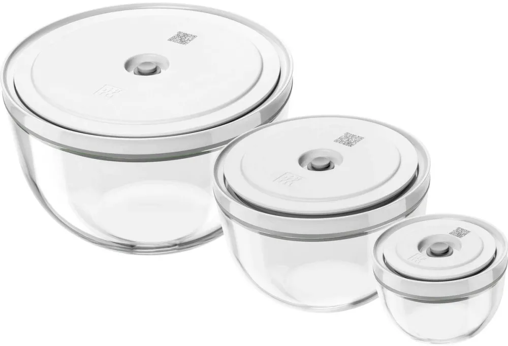ZWILLING Set 3 cutii alimentare din sticla cu capac, Zwilling, Transparent/Alb