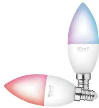 TRUST Pachet 2 becuri Trust smart LED RGBCW  WiFi, E14 luminozitate 470 lm, clasa energetica A+