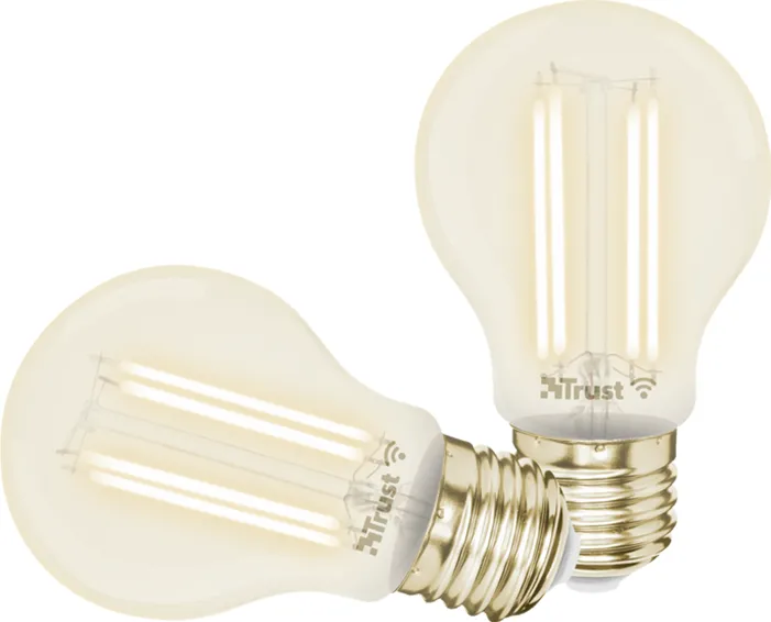 TRUST Pachet 2 becuri Trust  LED filament WiFi, E27luminozitate 470 lm, clasa energetica A+