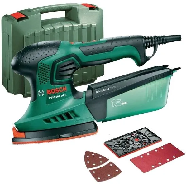 BOSCH PSM 200 AES - Slefuitor delta, 200 W, 104 mm, turatie reglabila, valiza plastic, accesorii