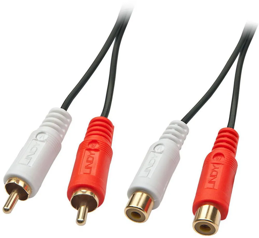 Lindy Audiokabel Stereo 2m 2xRCA (Cinch) m/f vergoldet
