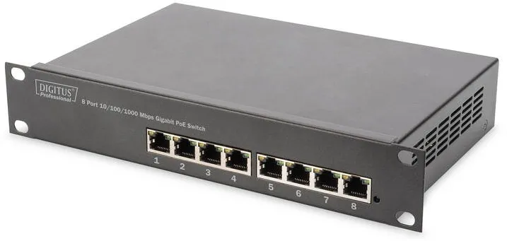 Switch Digitus Gigabit Ethernet PoE switch 8-port PoE, 10 inch, 80W PoE