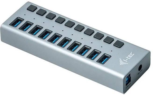 I-TEC Hub, I-tec, USB 3.0, 10 porturi, 48 W, Negru